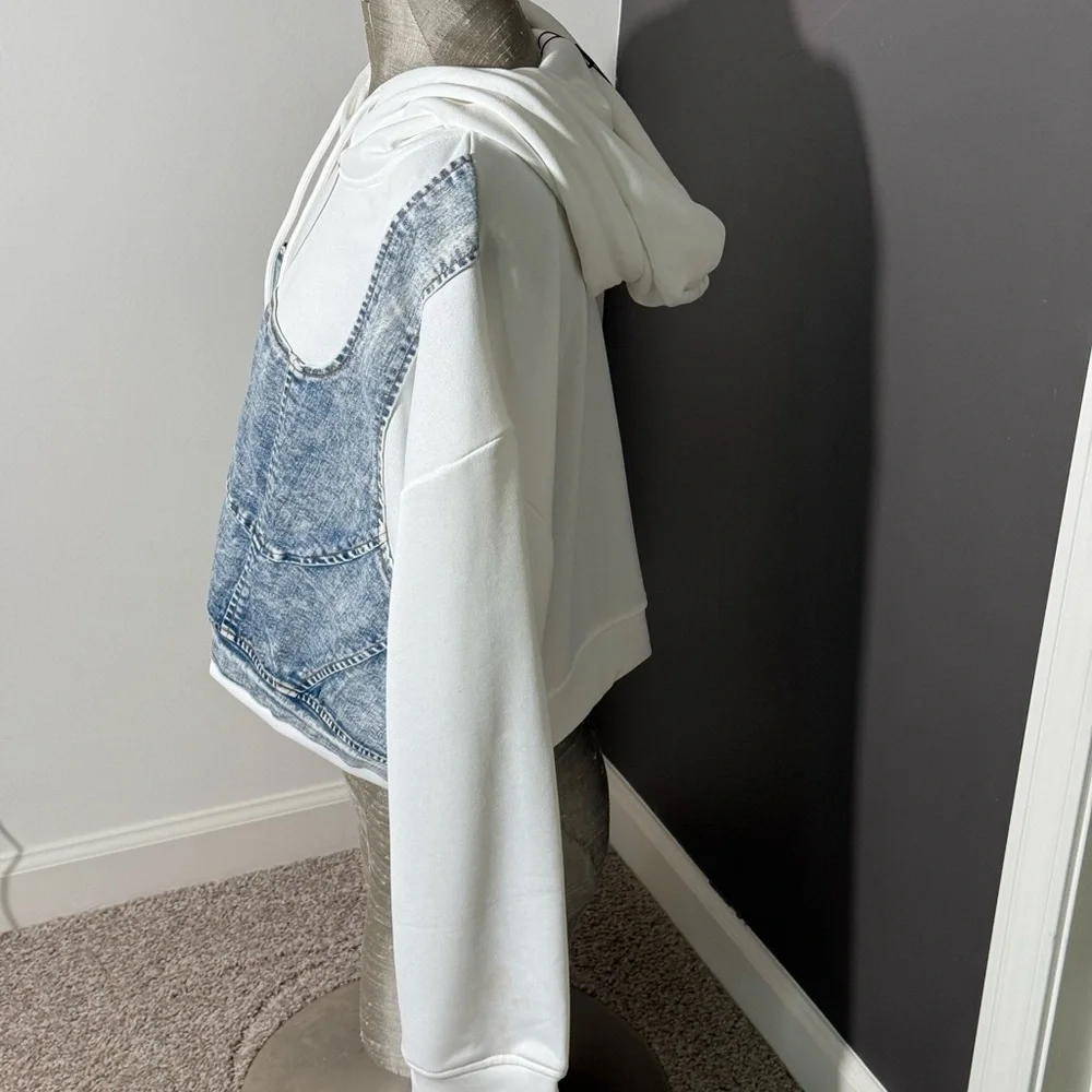 Fashionova Curve denim cropped hoodie size 2Xl - Picture 3 of 6